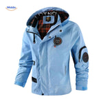 NordGuard Jas lichtblauwe waterafstotende heren outdoorjas met capuchon en ritszakken www.middo.nl