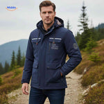 NordGuard Jas olijfgroene geisoleerde heren winterjas met bontkraag en borstzak www.middo.nl