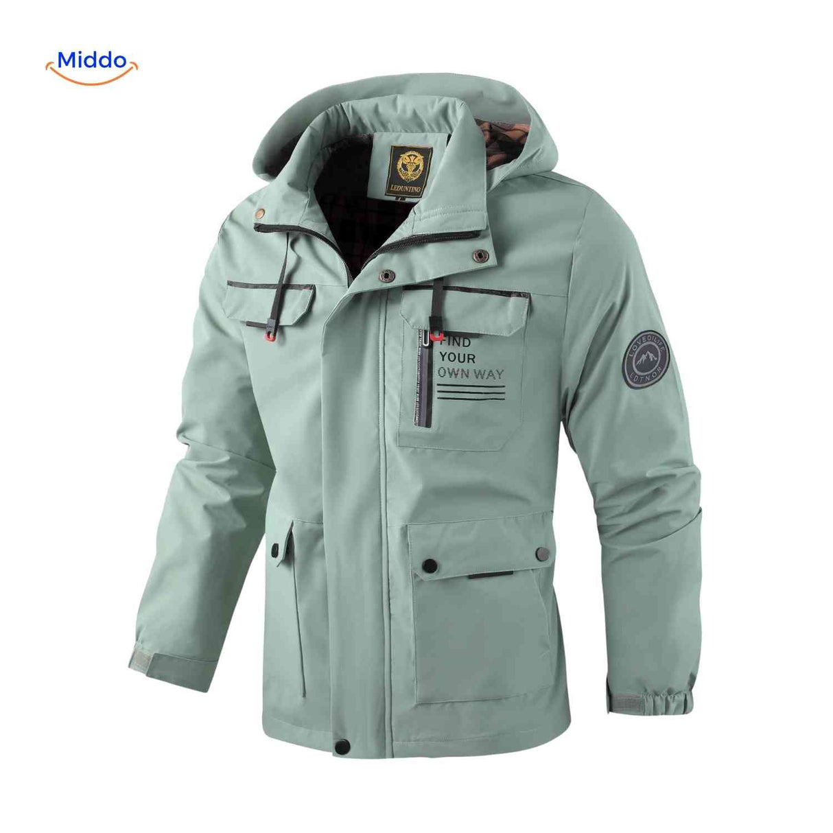 NordGuard Jas waterdichte heren outdoorjas met capuchon en steekzakken www.middo.nl