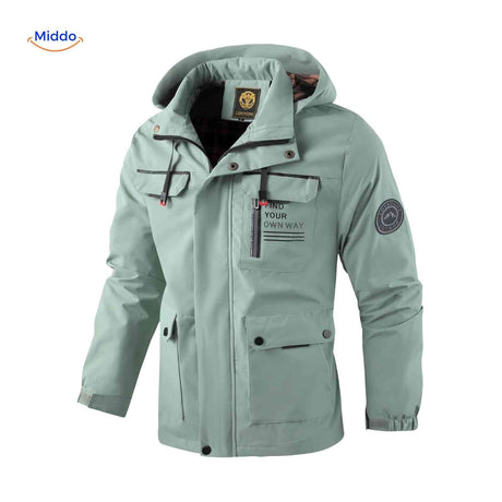 NordGuard Jas waterdichte heren outdoorjas met capuchon en steekzakken www.middo.nl