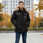 NordGuard Jas zwarte winddichte heren winterparka met capuchon en reflectiestreep www.middo.nl