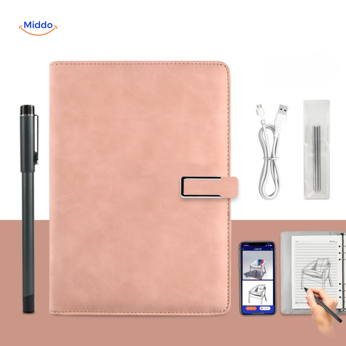 NoteSync Smart Pen digitaal notitieboek met usb oplaadkabel www.middo.nl
