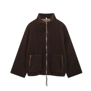 CozyLuxe™ Teddy Wol Jas | Luxe Comfort met Hoge Kraag en Zachte Lamswol