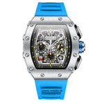 ONOLA horloge in zilver met blauwe siliconen band.