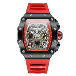 Sportief ONOLA horloge met rode band en zwarte kast