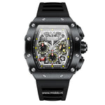 ONOLA horloge met zwarte band en gedetailleerde wijzerplaat