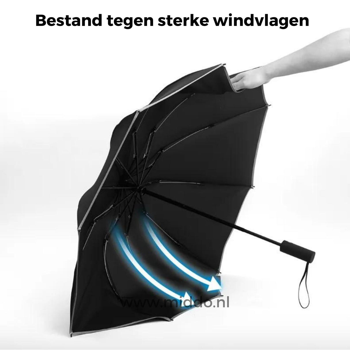 Paraplu bestand tegen sterke windvlagen, blijft intact bij harde wind