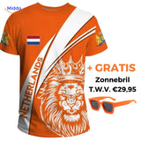 Optie 2 oranje t-shirt met gratis De Oranje Zonnebril www.middo.nl