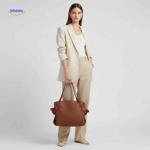 Packora Tas dames schoudertas ruime leren handtas met strikdetail www.middo.nl