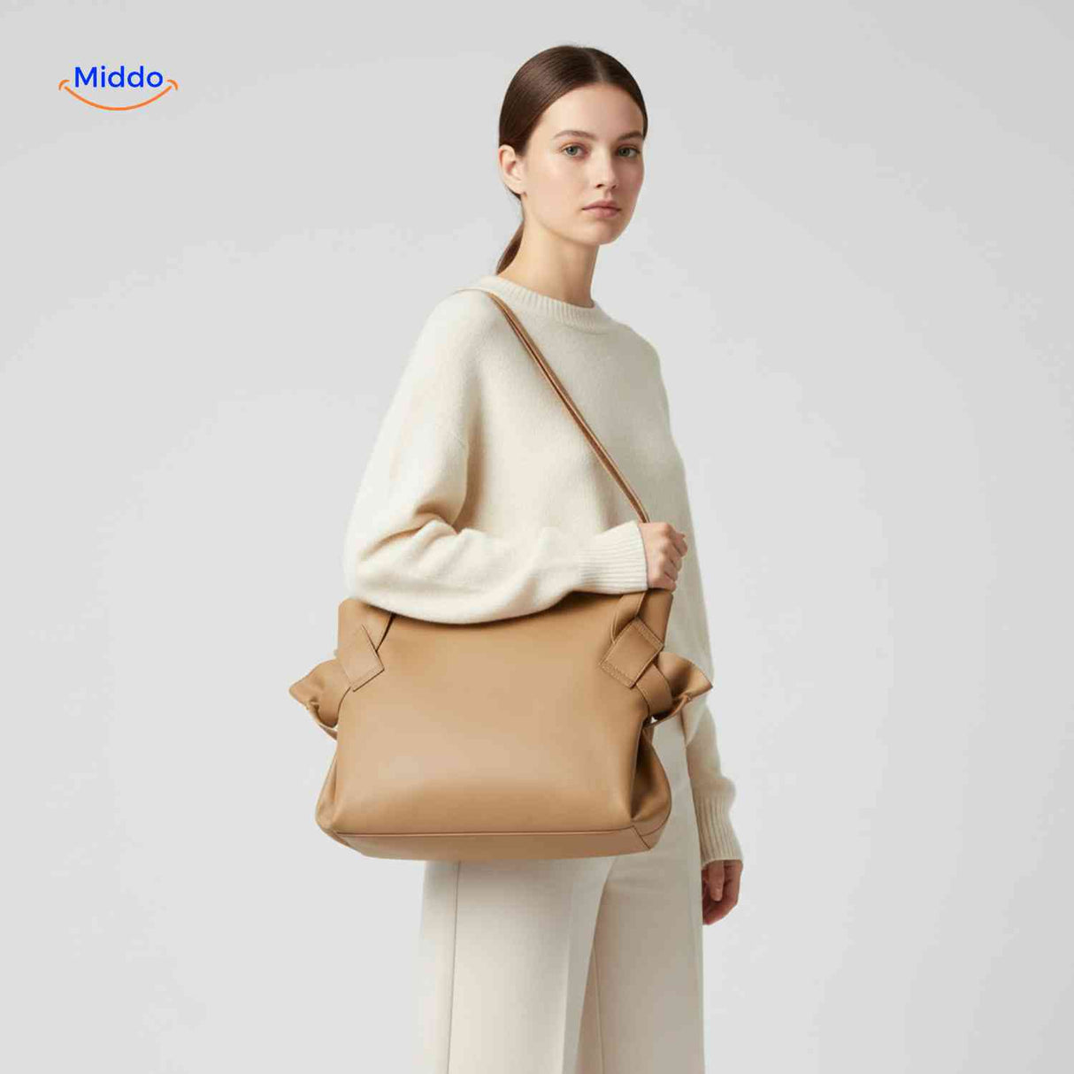 Packora Tas elegante dames handtas ruime leren schoudertas www.middo.nl