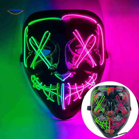 PhantomGlow Masker groen paars roze led masker www.middo.nl