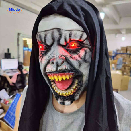 Phantora Nun Masker led rode ogen en enge gezicht www.middo.nl