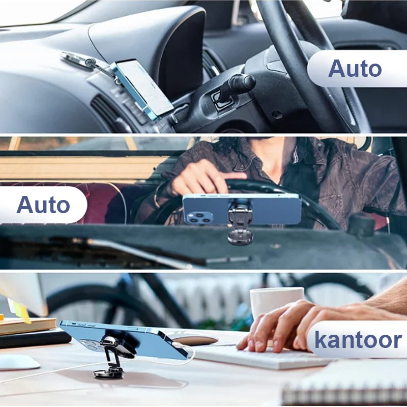 Verschillende gebruikssituaties van PhoneMagnetic houder