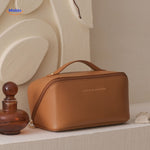 PillowPro reistasje oranje leder look make up tas www.middo.nl