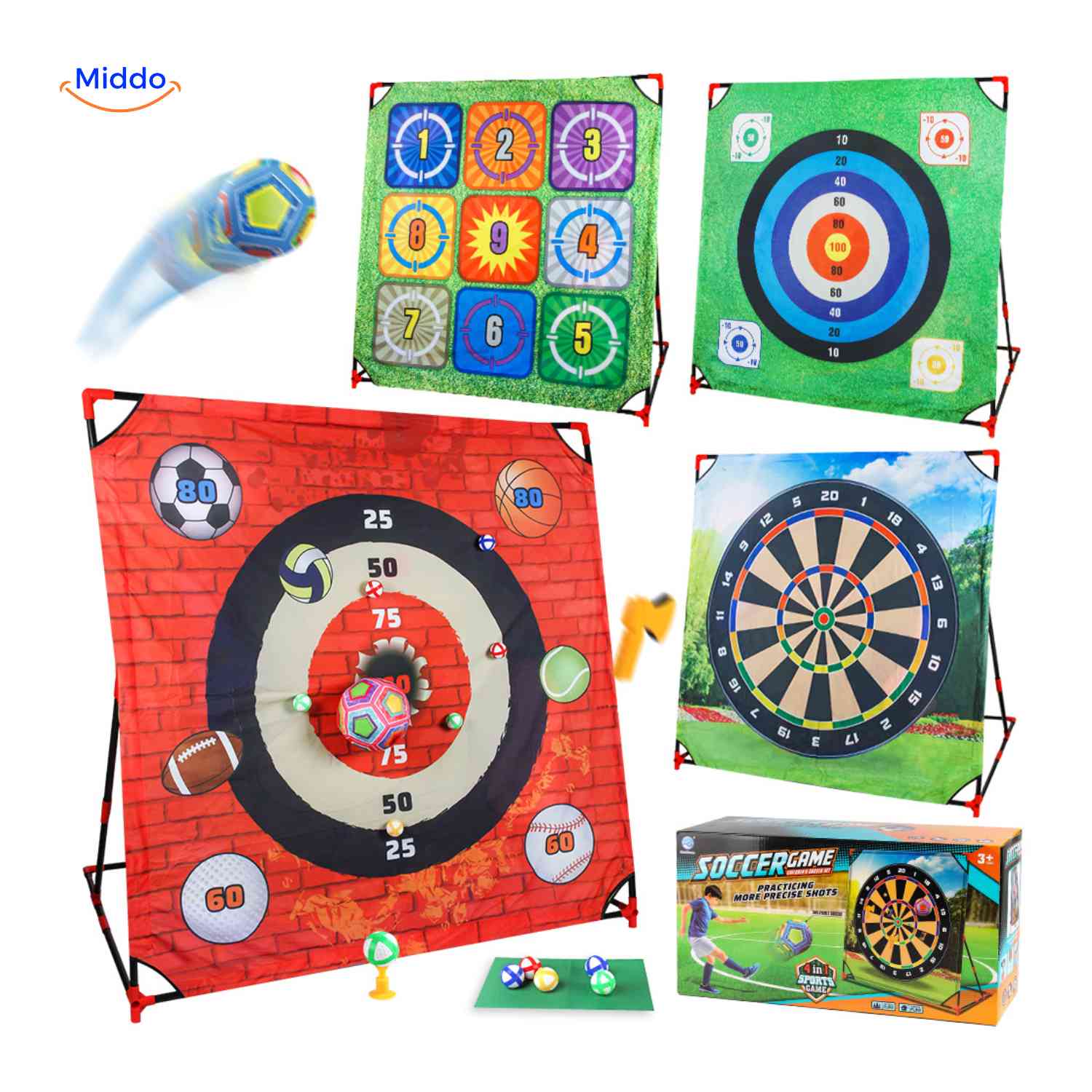 PlaySquare Golfset 4 in 1 schietspel met doelwitten buitenspeelgoed www.middo.nl