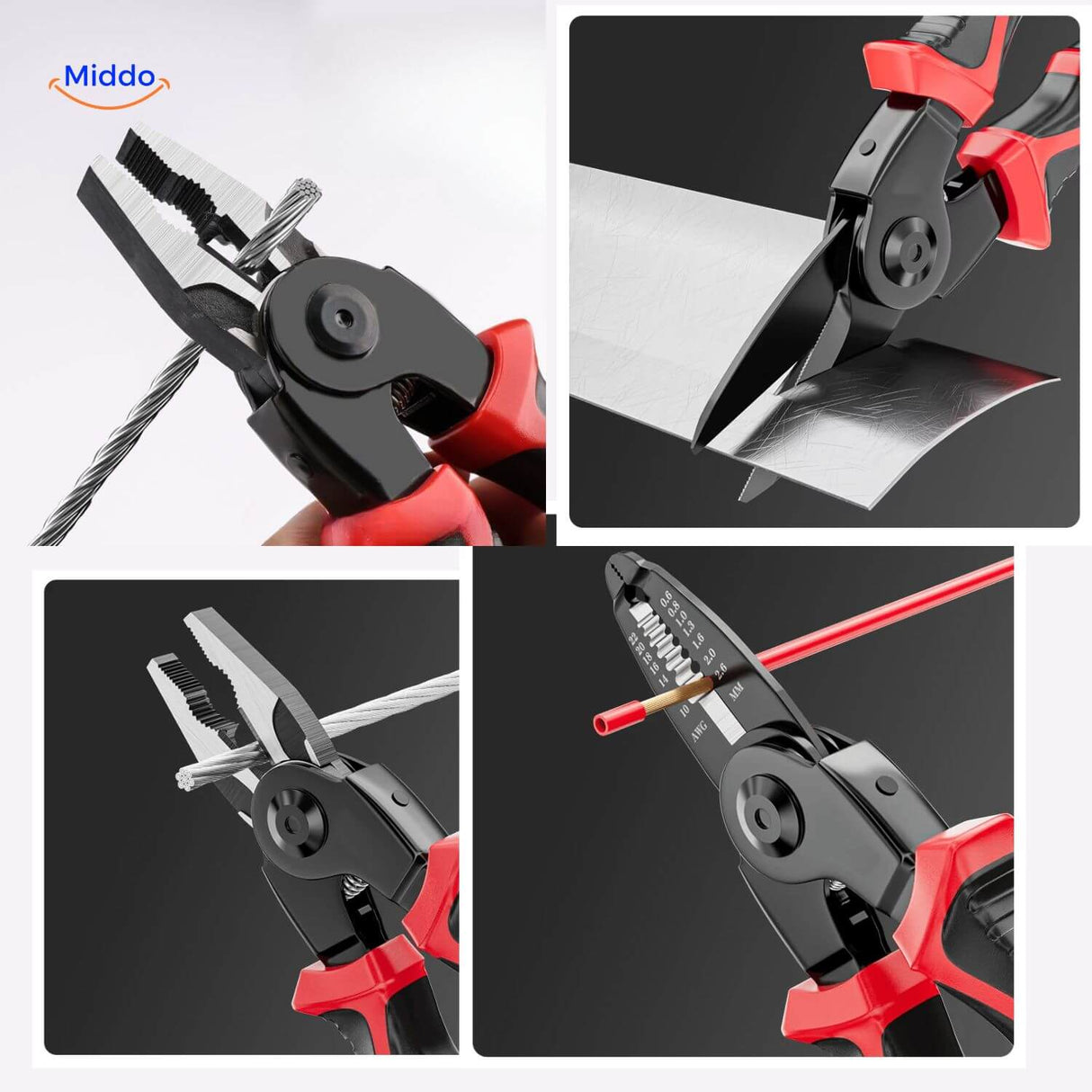 ProTool 6 in 1 draadkniptang voor verschillende materialen www.middo.nl