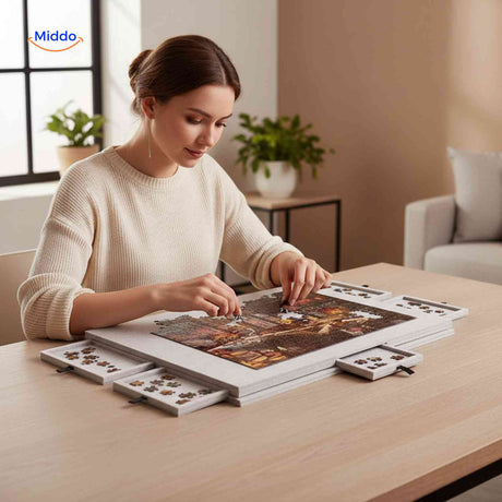 PuzzleNest Bord puzzelbord met lades voor puzzelstukjes www.middo.nl