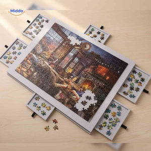 PuzzleNest Bord puzzelbord met uitschuifbare lades en legpuzzel www.middo.nl