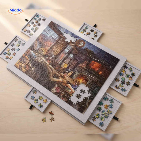 PuzzleNest Bord puzzelbord met uitschuifbare lades en legpuzzel www.middo.nl