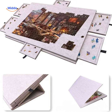 PuzzleNest Bord vilten puzzelbord met geintegreerde opslag www.middo.nl