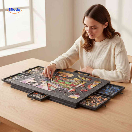 PuzzleNest Bord vilten puzzelbord met opberglades www.middo.nl