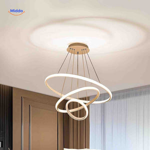 Ringkroonluchter Lamp goud led hanglamp moderne ringen slaapkamer www.middo.nl