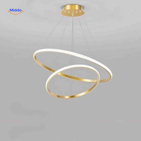 Ringkroonluchter Lamp goudkleurige led hanglamp twee ringen www.middo.nl