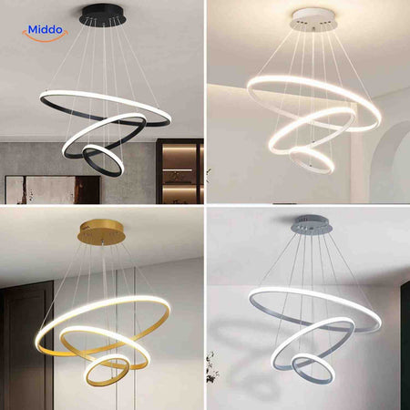 Ringkroonluchter Lamp led hanglamp modern zwart wit goud zilver www.middo.nl