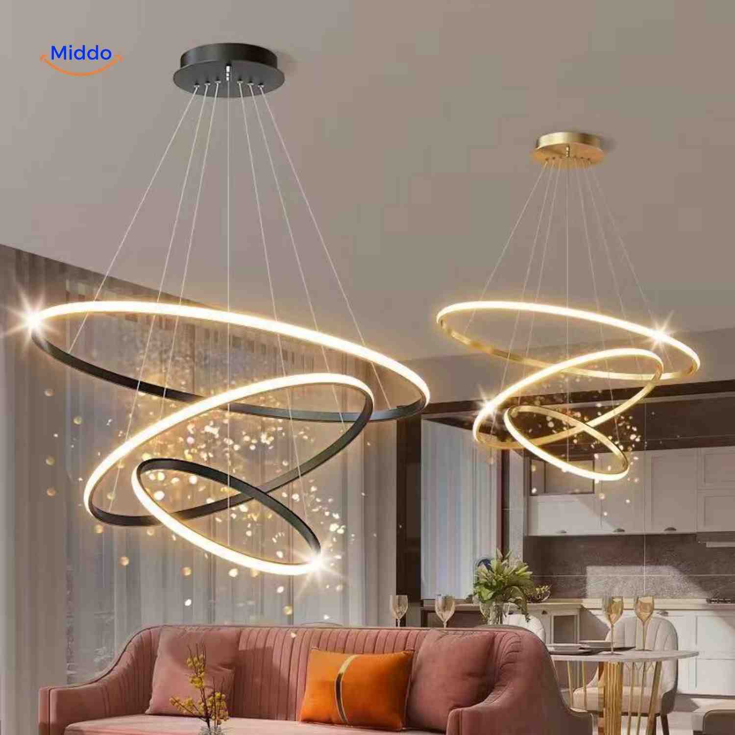 Ringkroonluchter Lamp luxe led hanglamp ringen woonkamer eetkamer www.middo.nl