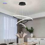 Ringkroonluchter Lamp zwart moderne led hanglamp drie ringen www.middo.nl
