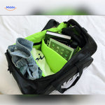 SNKRPro Tas met groene intern vak gevuld met kleding www.middo.nl