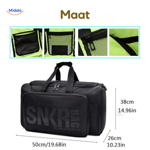 SNKRPro Tas met maten en grijze intern details www.middo.nl