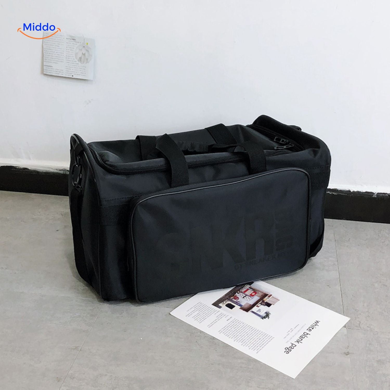 SNKRPro Tas zwart met licht grijze tekst www.middo.nl