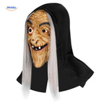 Skullveil Masker griezelige heks met lange grijze haren www.middo.nl