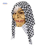 Skullveil Masker griezelige heks met zwart wit blokdoek www.middo.nl