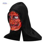 Skullveil Masker vuurrood schedelmasker met zwarte kap www.middo.nl