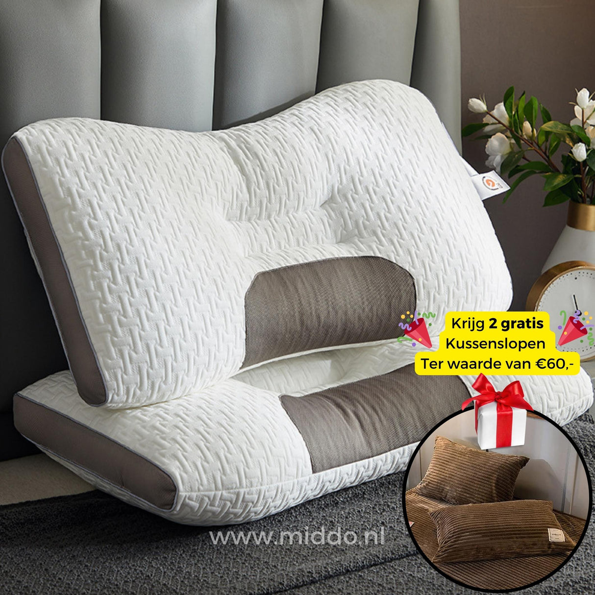 DreamGuard Pro kussen met gratis bruine fluwelen kussenslopen