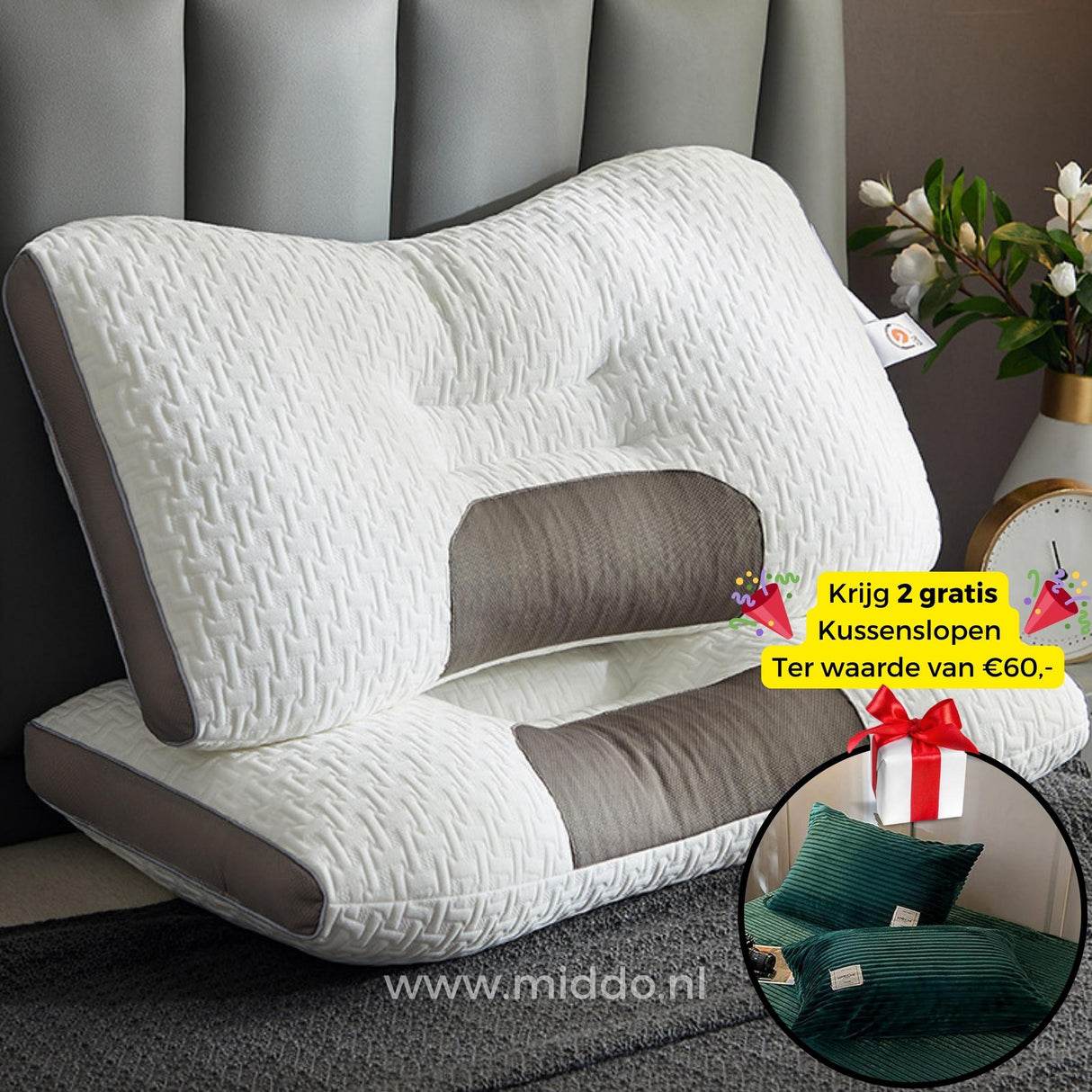 DreamGuard Pro kussen met gratis donker groene fluwelen kussenslopen