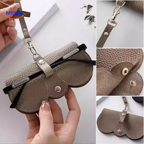 meerdere voorbeelden in 1 foto van de beige brillenhoes