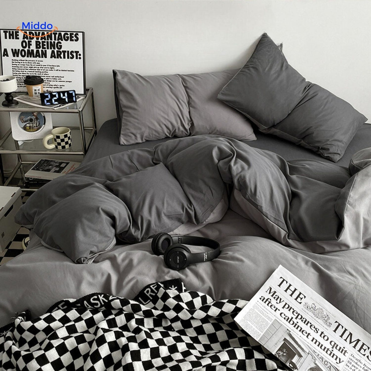 SleepNest Gezellig Dorm Set donkerblauwe en lichtblauwe slaapset www.middo.nl