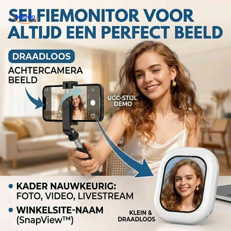 SnapView Selfiemonitor draadloze selfiemonitor achtercamera preview www.middo.nl