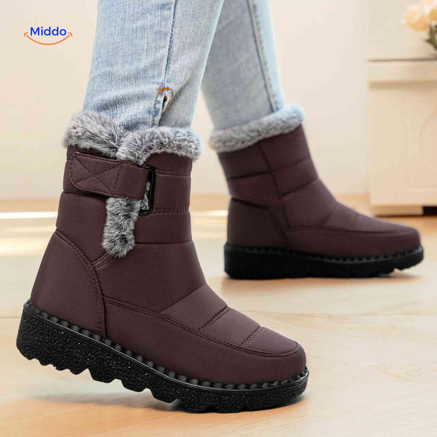SnowLuxe Boots bruin waterafstotende sneeuwlaarzen www.middo.nl