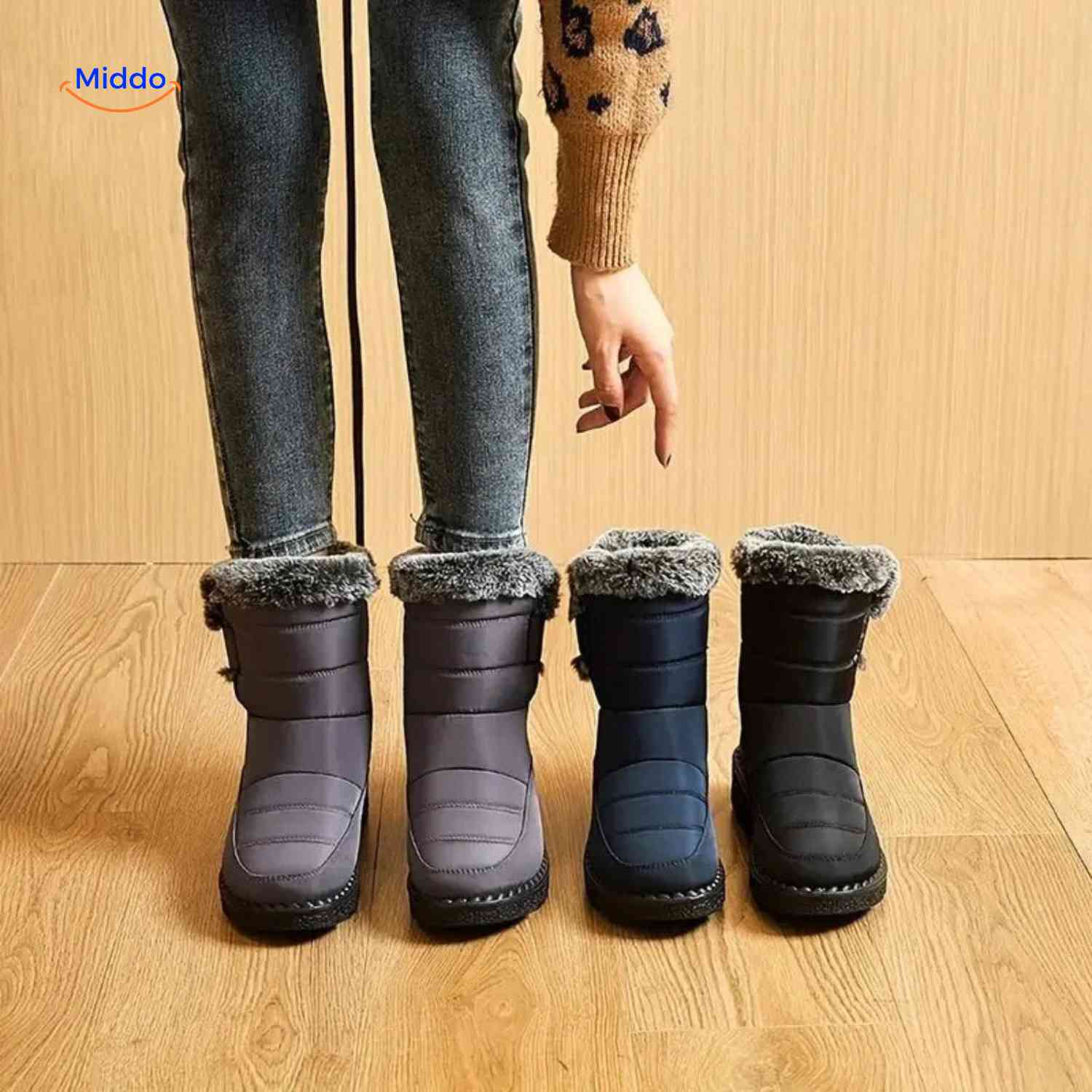 SnowLuxe Boots zwart en grijs winterlaarzen set www.middo.nl