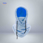 SnowShield Wintermuts lichtblauw fleece hood warm sjaal bescherming www.middo.nl