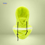 SnowShield Wintermuts neongeel fleece hood reflecterende band warm sjaal www.middo.nl