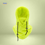 SnowShield Wintermuts neongeel fleece hood warm sjaal bescherming www.middo.nl