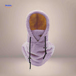 SnowShield Wintermuts paars fleece hood warm sjaal bescherming www.middo.nl
