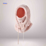 SnowShield Wintermuts roze fleece hood lange touwtjes sjaal bescherming www.middo.nl