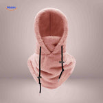 SnowShield Wintermuts roze fleece hood warm sjaal bescherming www.middo.nl