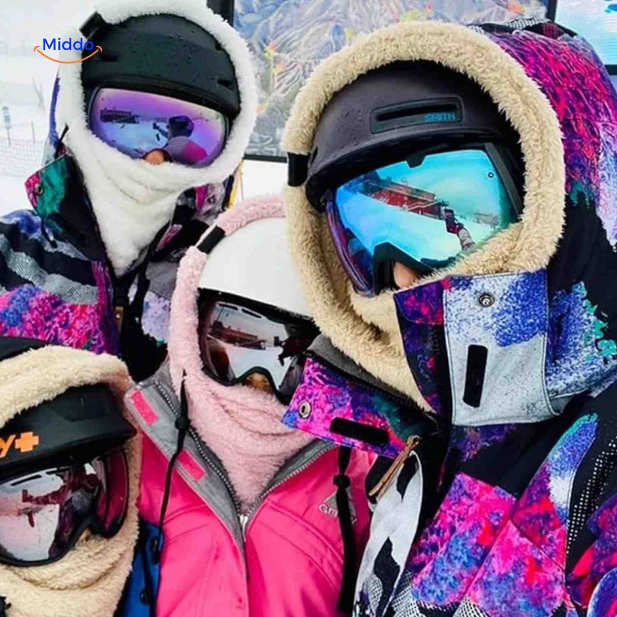 SnowShield Wintermuts sneeuw ski sneeuwboarding fleece hood warm sjaal www.middo.nl